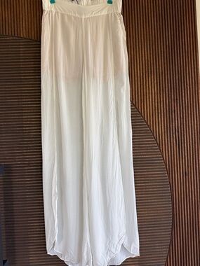 Vix Paula Hermanny Lightweight White Women's Wide-Leg pants